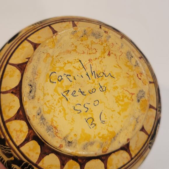 Corinthian Greek Handmade Vase Reproduction Clay Signed - Picture 9 of 9